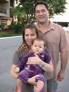 Anna Sanclement with husband John and baby Emma