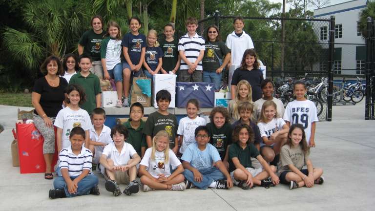 Pictured are the Binks Forest Elementary School Student Council with third grade teacher and Coucil sponsor Lisa Gifford. The Council sponsored a drive for the “Forgotten Soldiers” that lasted two weeks and filled two truckloads with a variety of items including peanut butter, cereal bars, razors, sunscreen and magazines. The items were delivered on Friday, May 15, 2009. "The staff at Binks Forest Elementary is thrilled with the kindness of our students and parents," said BFES Media Specialist Sharon Wedgworth. Photo by Lois Spatz.