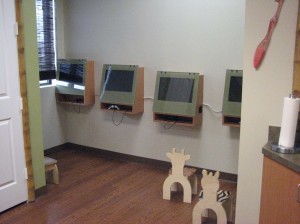 Video games along one wall entertain kids, especially when their siblings have an appointment.