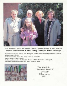 Photo (l to r.): Tito Mangiola, former President Jimmy Carter and Rosalynn Carter, Leonarda Mangiola (and front) Nina Mangiola
