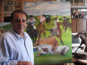 Artist Tito Mangiola with one of his works in progress