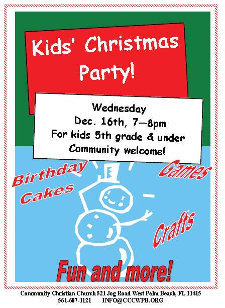 December, 2009 – Kids’ Christmas Party at Community Christian Church