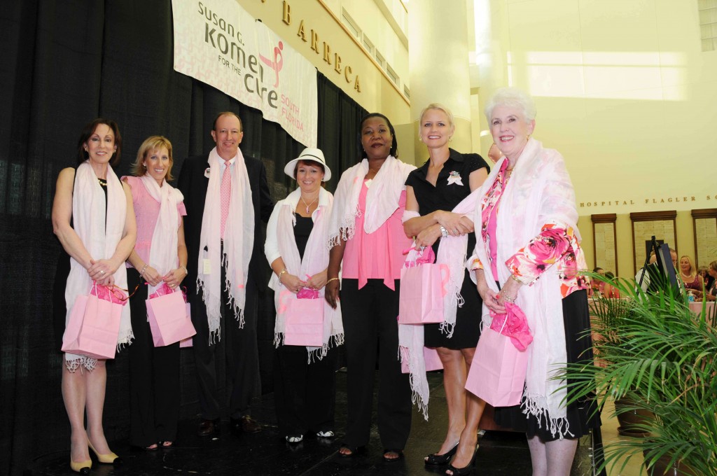 2010 Susan G. Komen South Florida Race for the Cure® Warriors in Pink. From left to right: Stephanie Siegel, Shari Zipp, F. Bud Gardner, Susan Kristoff, Marie Seide, Liz Yavinsky, Margaret Oathout. Photo by South Moon Photography.