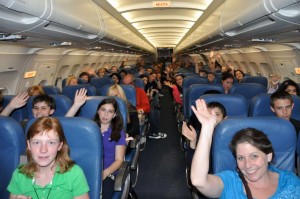 The Wellington Landings Middle School band travel in style on their own private plane after winning big in Chicago.  See story under "Mommy Moments" this month. Photo by Lois Spatz.