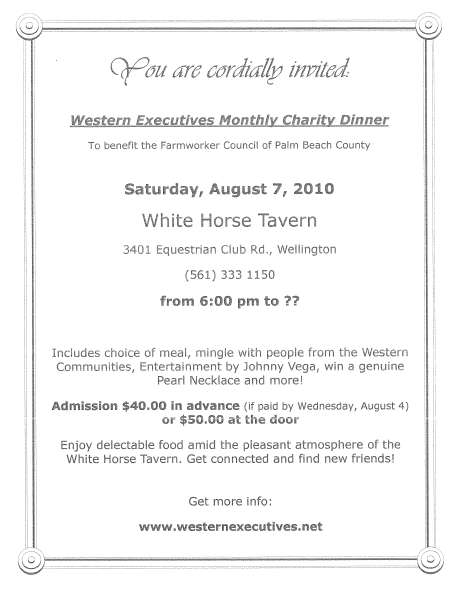 August, 2010 – Western Executives Charity Dinner