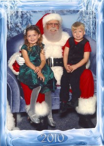 My kids with Santa at the Mall at Wellington Green, 2010