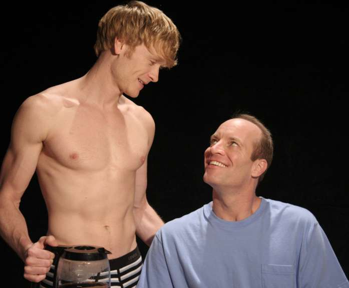 Adam and Luke in "Next Fall" at the Caldwell Theatre, Joshua Canfield and Tom Wahl