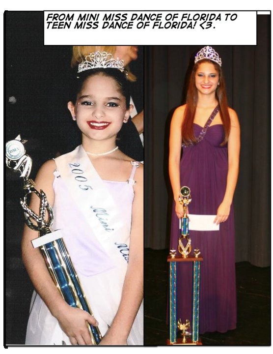 Jillian Medero as Mini Miss Dance of FL in 2005 and as Teen Miss Dance of FL in 2011