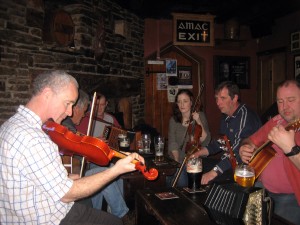 Locals in a weekly jam session at The Roaring Donkey