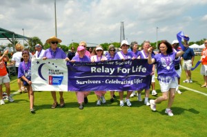 Supporters of the American Cancer Society's Relay for Life all-nighter walk in Wellington in May, 2011.  Photo by Lois Spatz.