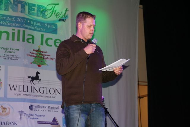 Dr. Randall Laurich (of The Wellness Experience) on stage at this year's WinterFest at the Wellington Amphitheatre.
