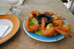 Perfectly fried Coconut Shrimp at Guananbanas; the ideal appetizer for Ladies who Lunch.