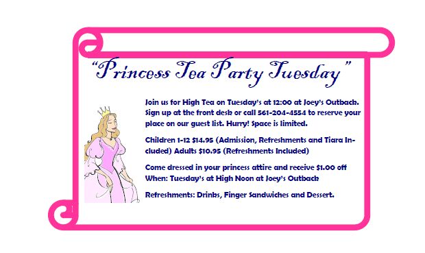 July, 2012 – Princess Tea Party Tuesday at Joey’s