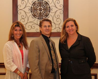 Photo Left - Right:  Monica Kallas, SharpShooter Marketing Group, Co-Chair Small Business RoundTable; Peter Fogel, Speaker, The Reinvention Guy; Blanca Greenstein, Morris Laing Evans Brock & Kennedy, Chtd., Co-Chair Small Business RoundTable.