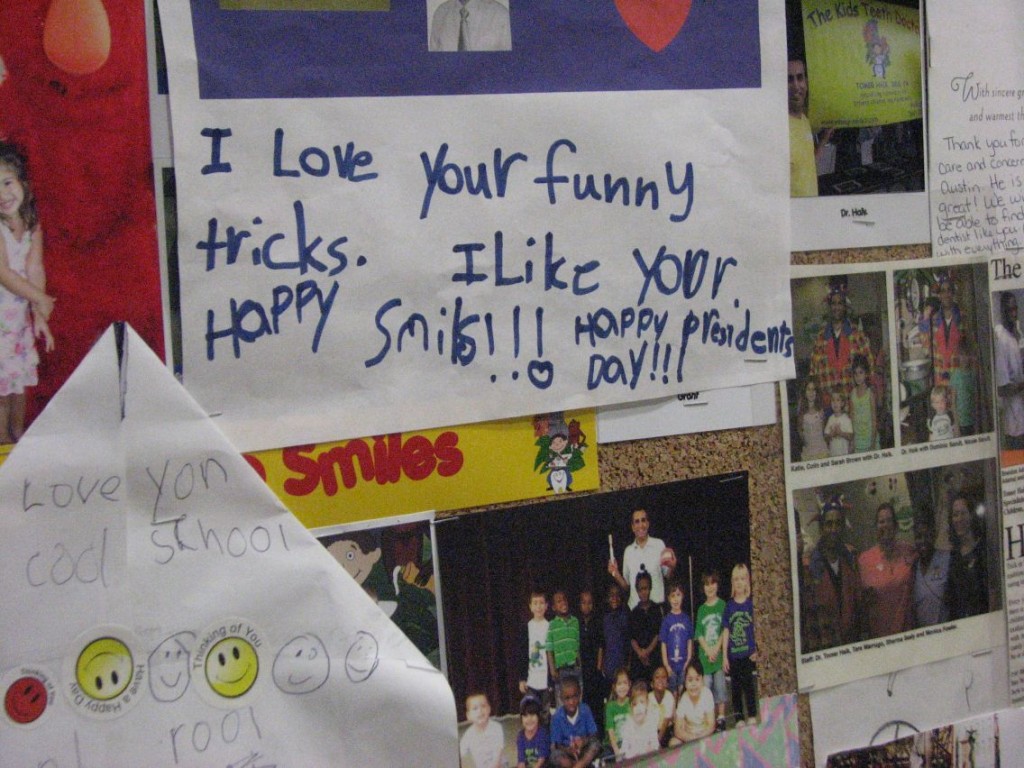 One of the letters on the bulletin board of "thank you" letters and photos in Dr. Haik's office.