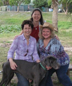 L to R: Lorrie Browne of BDRR, Krista Martinelli of AroundWellington.com and Hope Barron of Barron & Kogan and co-chair of the Howlin' Hoedown - and one of the big dogs