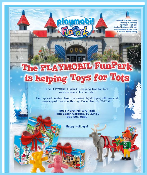 December, 2012 – Toys for Tots at Playmobil FunPark