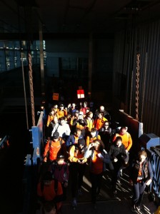 Runners boarding the Staten Island Ferry to bring relief,