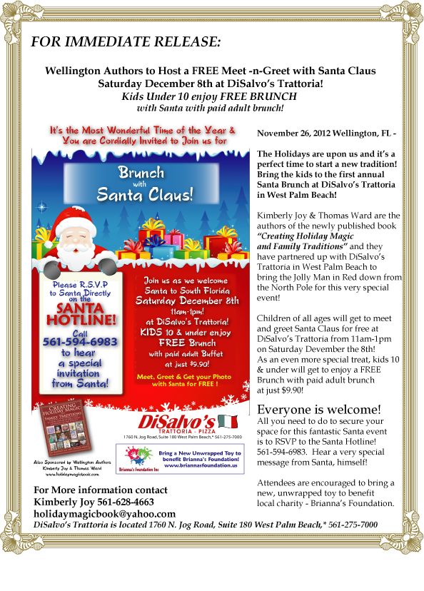 December, 2012 – Brunch with Santa at DiSalvo’s