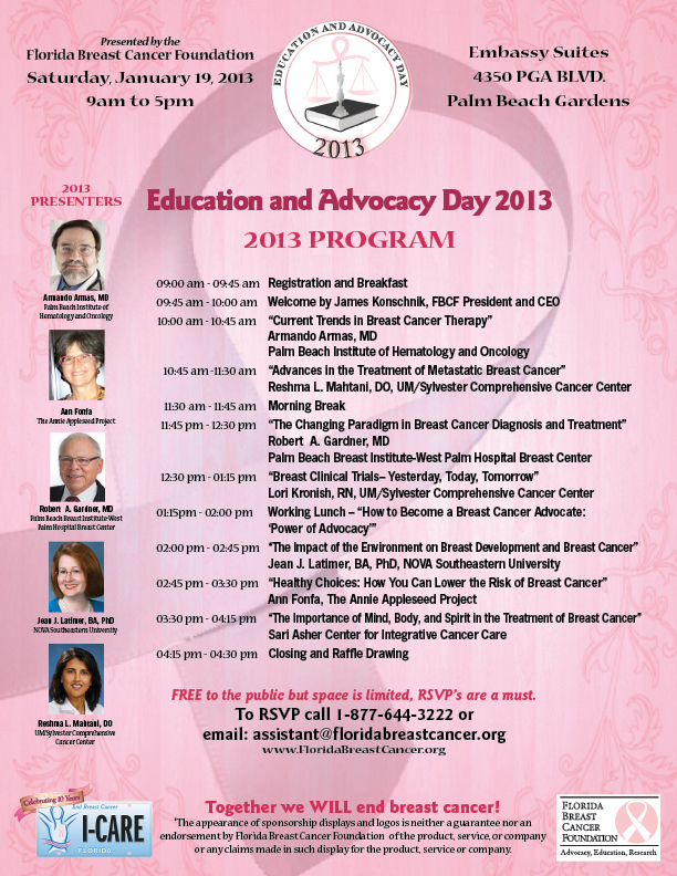 December, 2012 – Florida Breast Cancer Foundation Education and Advocacy Day 2013