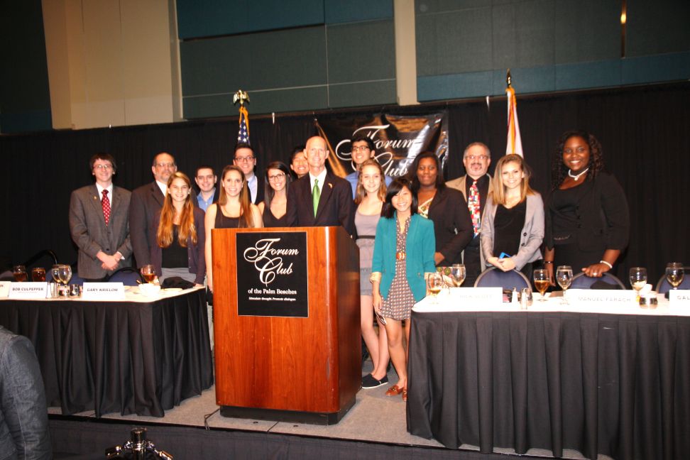 On Monday, Feb. 11, Florida Gov. Rick Scott was the Forum Club of the Palm Beach’s keynote speaker as he discussed his proposal to push for the largest budget in Florida's history, and the upcoming legislative session in March. Students from Wellington High School were among the students in attendance at the luncheon. Photo: Carol Porter.