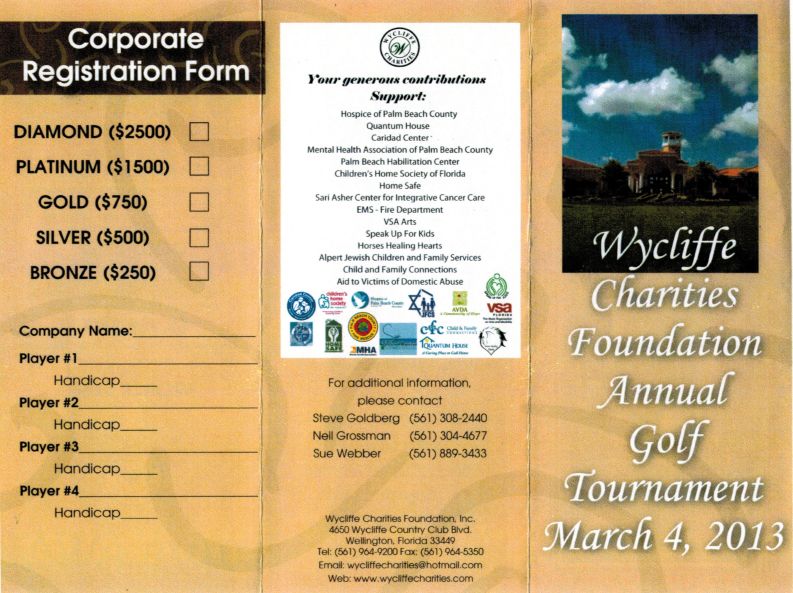 March, 2013 – Wycliffe Charities Annual Golf Tournament