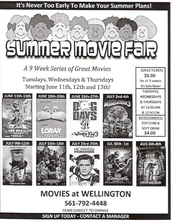 June, 2013 – Movies at Wellington Summer Schedule