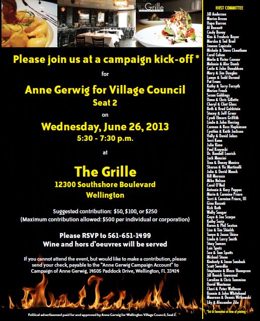 June, 2013 – Campaign Kick-off for Anne Gerwig