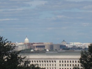 The view overlooking the Pentagon and Washington, DC from the Air Force Memorial. 