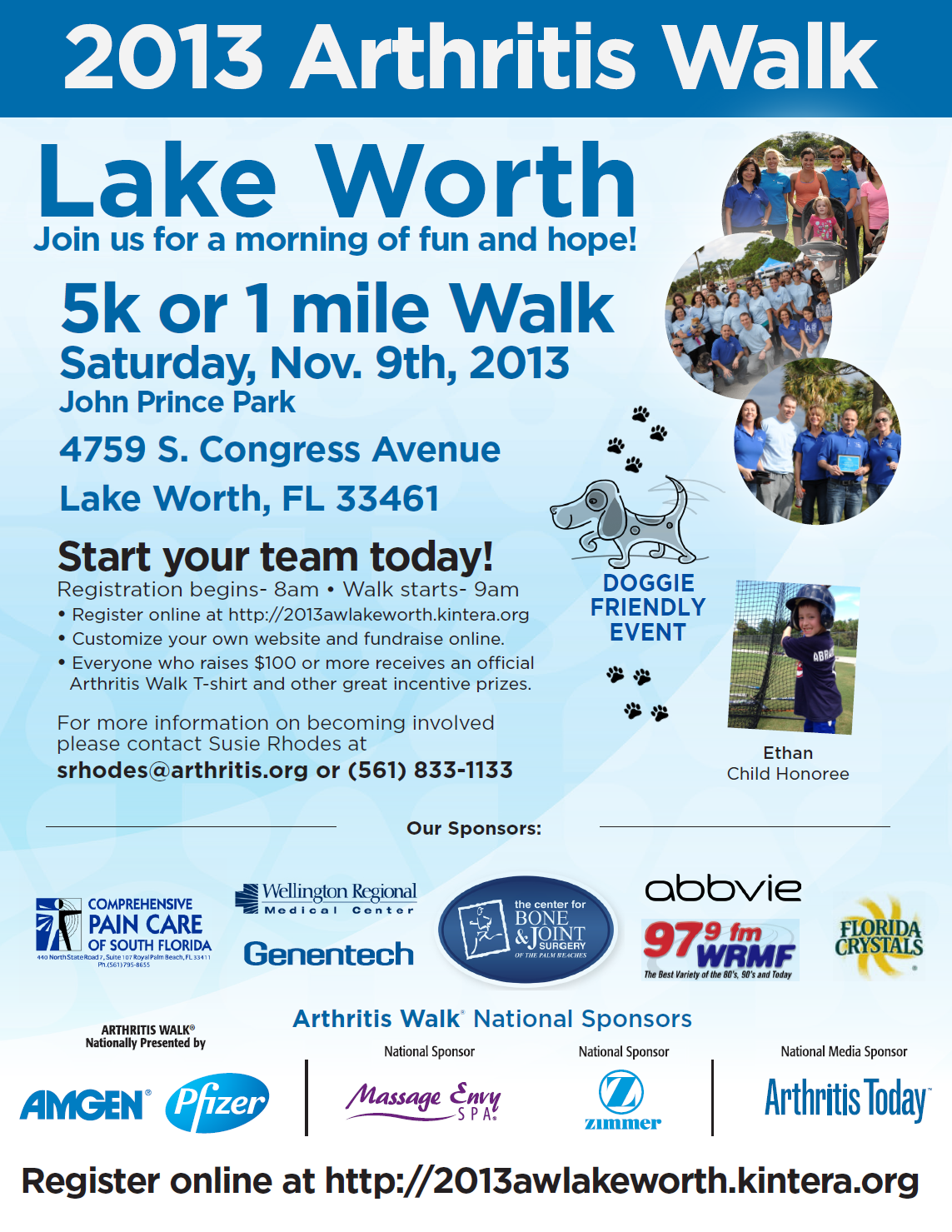 September, 2013 – 2013 Arthritis Walk – Lake Worth – November 9
