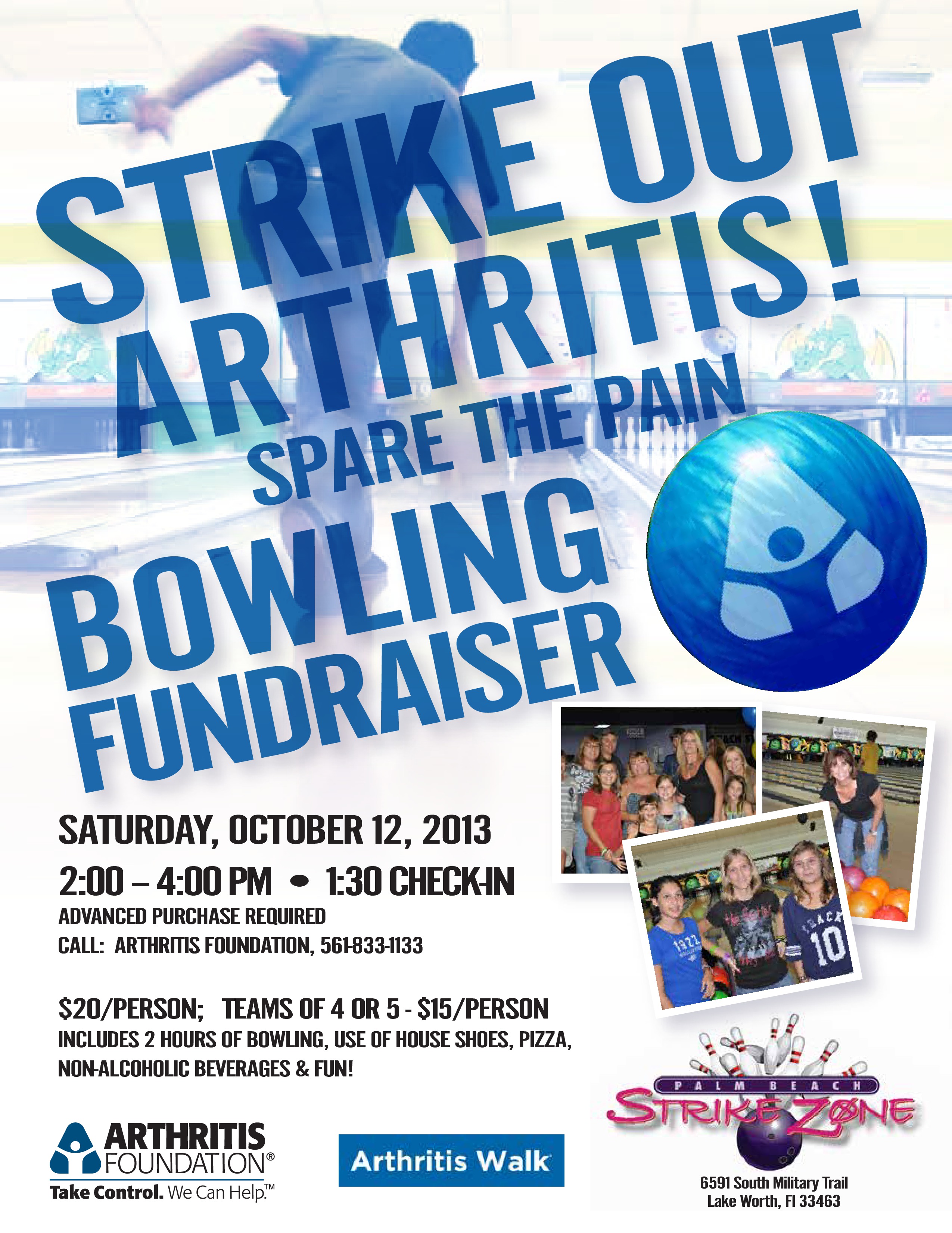 September, 2013 – Arthritis Foundation – Bowling Fundraiser – October 12