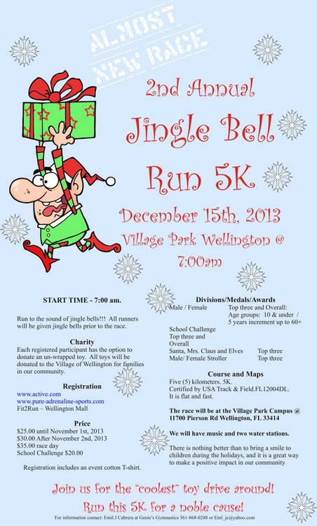 November, 2013 – Jingle Bell Run, Dec. 15th, Village Park