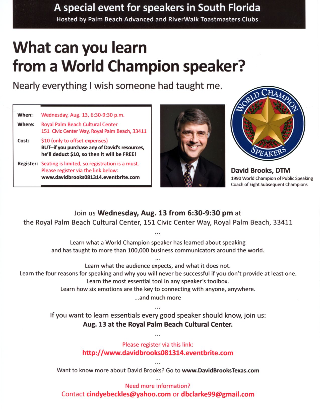 August, 2014 – Toastmasters’ Event