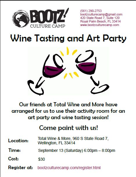September, 2014 – Bootz Wine Tasting and Art Party