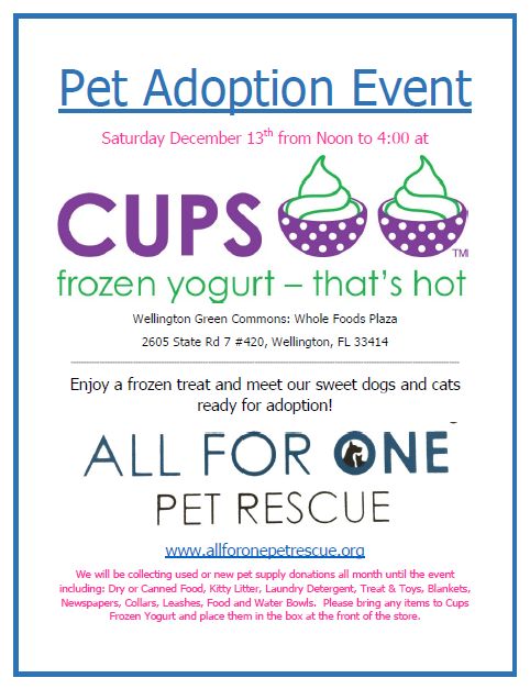 December, 2014 – Cups Pet Adoption Event