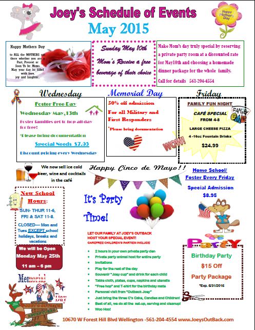 May, 2015 – Joey’s May Events