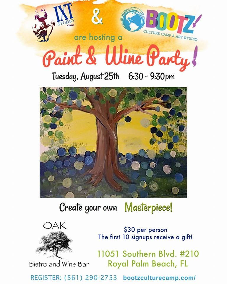 August, 2015 – Paint & Wine Party at Oak Bistro