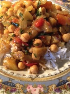 September, 2015 – Curried Eggplant and Chickpea Saute