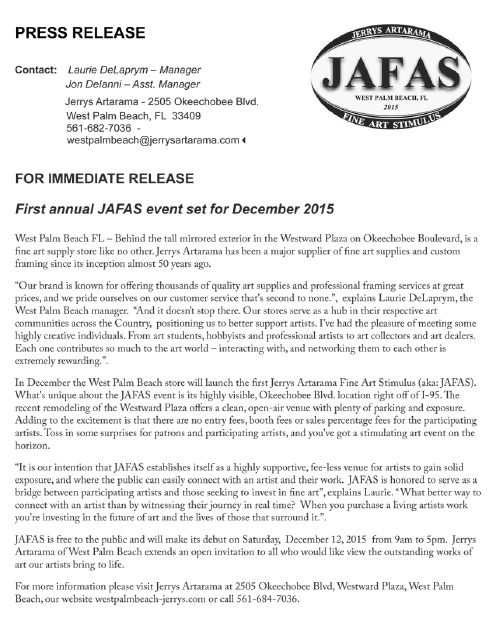 December, 2015 – JAFAS at Jerry’s Artarama