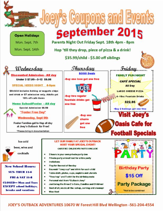 September, 2015 – Joey’s Outback Events