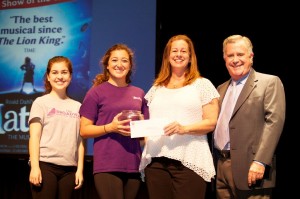 Emily D'Addio and Laura Romero, students in The Broadway Artists Intensive at the Kravis Center, with Palm Beach Central High School teacher Nancy Robey and host Alan Gerstel. Robey won two tickets to see Matilda The Musical at the Kravis Center . 