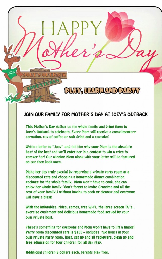 May, 2013 – Joey’s Mother’s Day Special