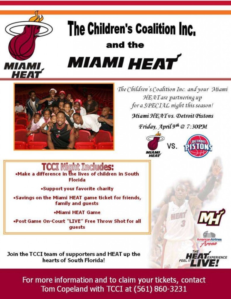 April, 2010 – Miami Heat tickets in support of The Children’s Coalition