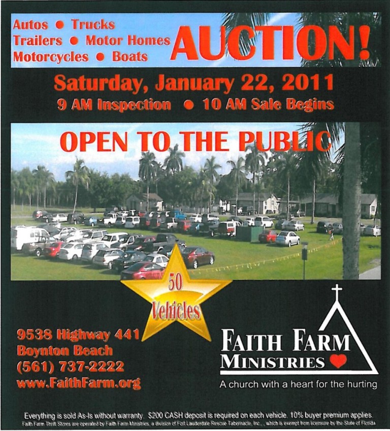 January, 2011 – Faith Farm’s Auto Auction
