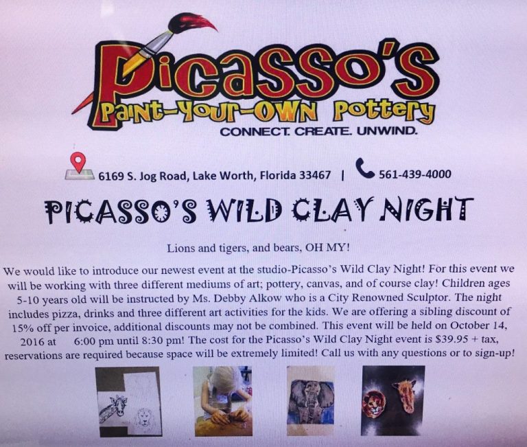 Wild Clay Night at Picasso’s on Oct. 14th