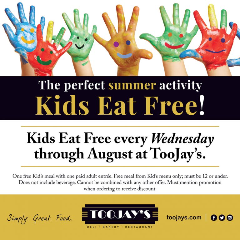 Kids Eat Free on Wednesdays this Summer at Toojay’s