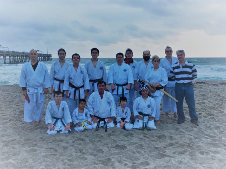 Karate Students Practice Kangeiko