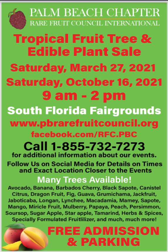 Rare Fruit Council to Host Annual TROPICAL FRUIT TREE & EDIBLE PLANT SALE on October 16