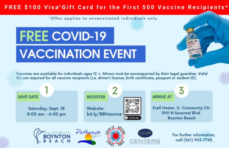 Free Vaccination Event in Boynton Beach Sept 18