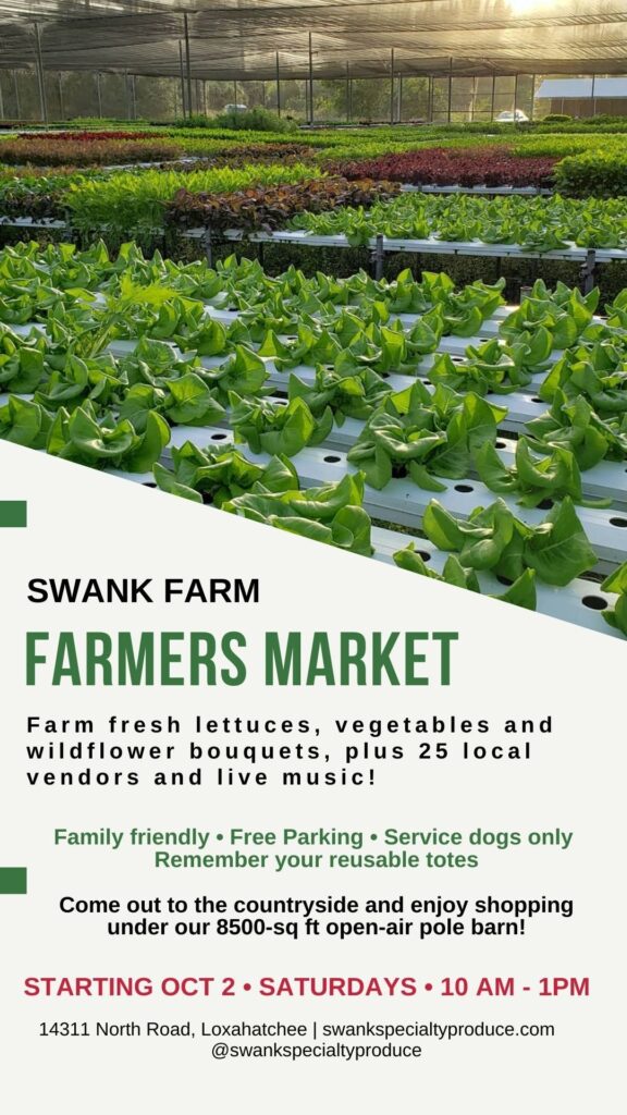Swank Farmer’s Market and Swank Table Schedule